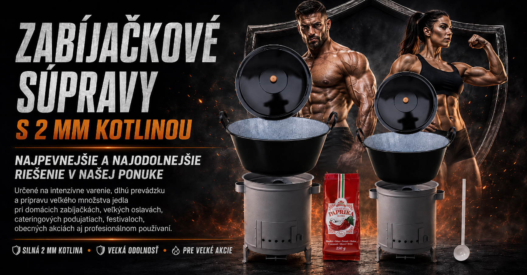 Zabíjačkové súpravy s 2 mm hrubostennou kotlinou