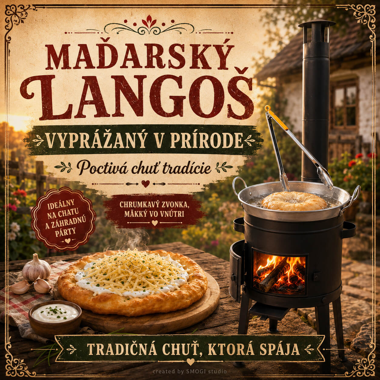🥯🔥 Originálny maďarský langoš vyprážaný v prírode