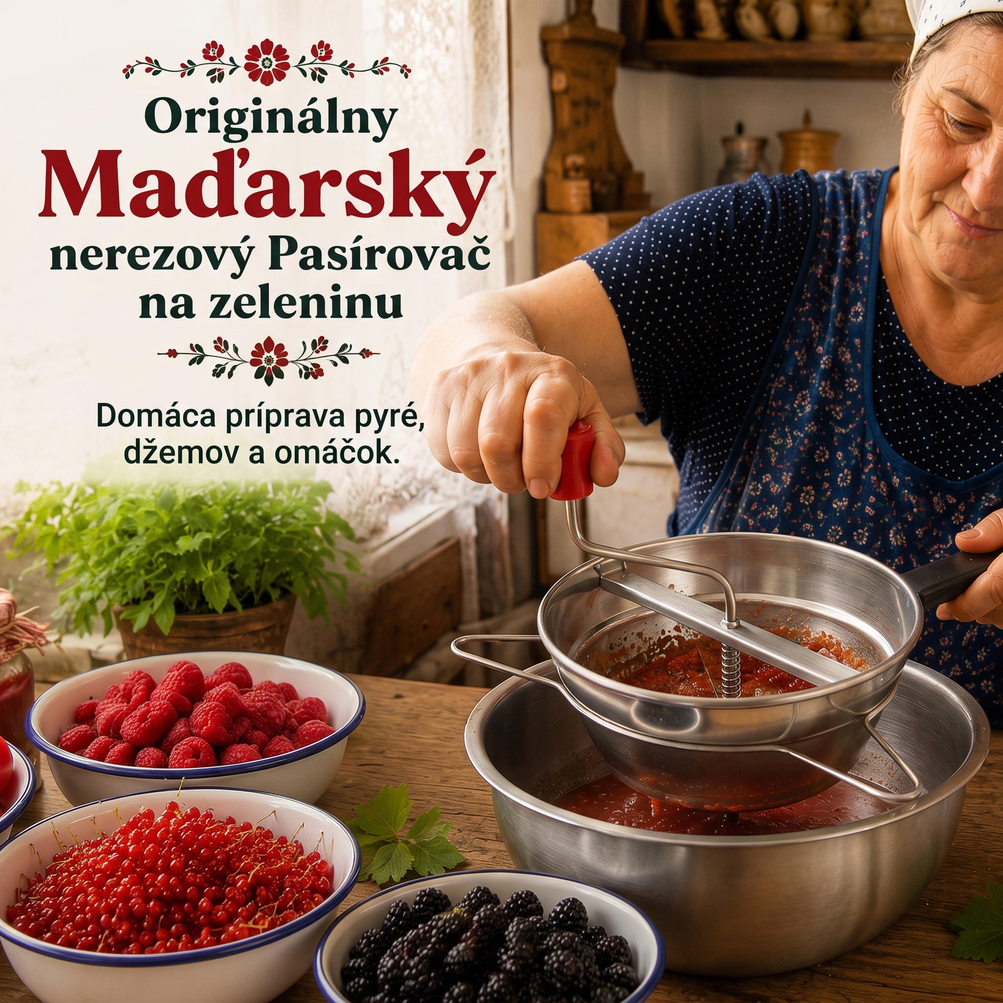 Pasírovač ORIGINAL s 3 nadstavcami: jemné omáčky, pretlaky a ovocné pyré bez zbytočnej námahy