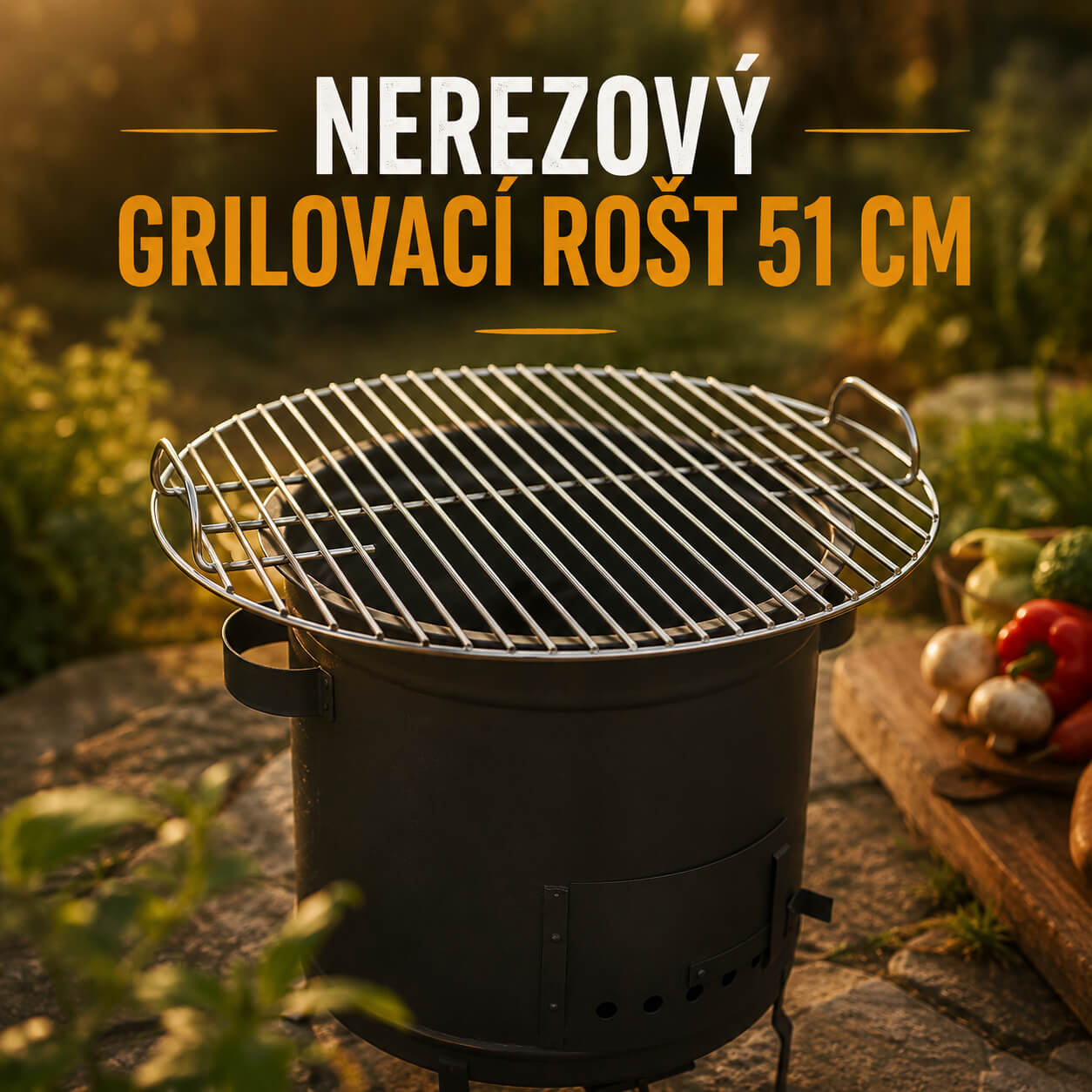 🔥🥩 Ako grilovať nad ohňom bez klasického grilu: nerezový rošt 51 cm v praxi