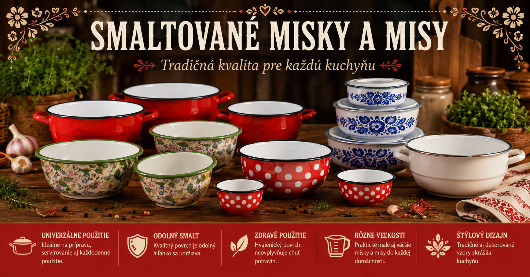 Smaltované misky a misy