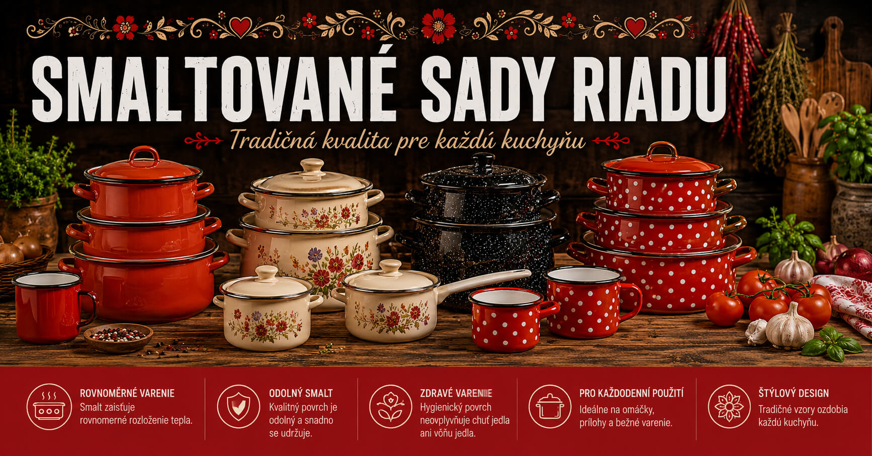 Smaltované sady riadu