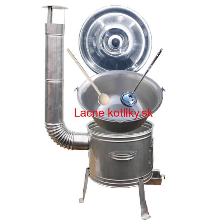 Nerezový kotol 40 L (1,2 mm) + nerezová kotlina 45 cm LUXUS + naberačka a vareška