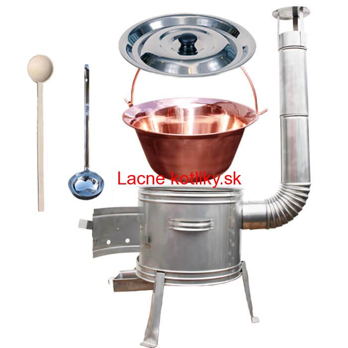 Medený kotlík 20 L (1,2 mm) + nerezová kotlina 39 cm + vareška a naberačka TOPLUX
