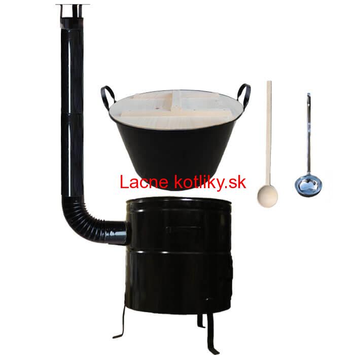 Smaltovaný kotol 100 L + kovová kotlina 60 cm + vareška a naberačka BIG PARTY