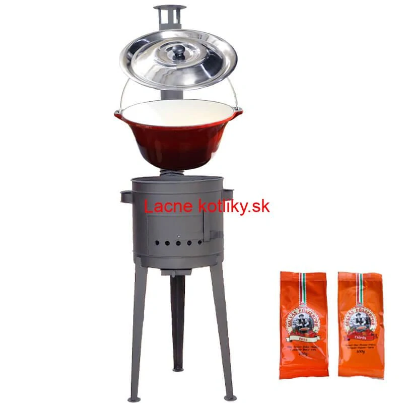 Liatinový kotlík so smaltovanou úpravou 22 L + vysoká kotlina 42 PLUS 600 + paprikové korenie na guláš - MIX 100 g