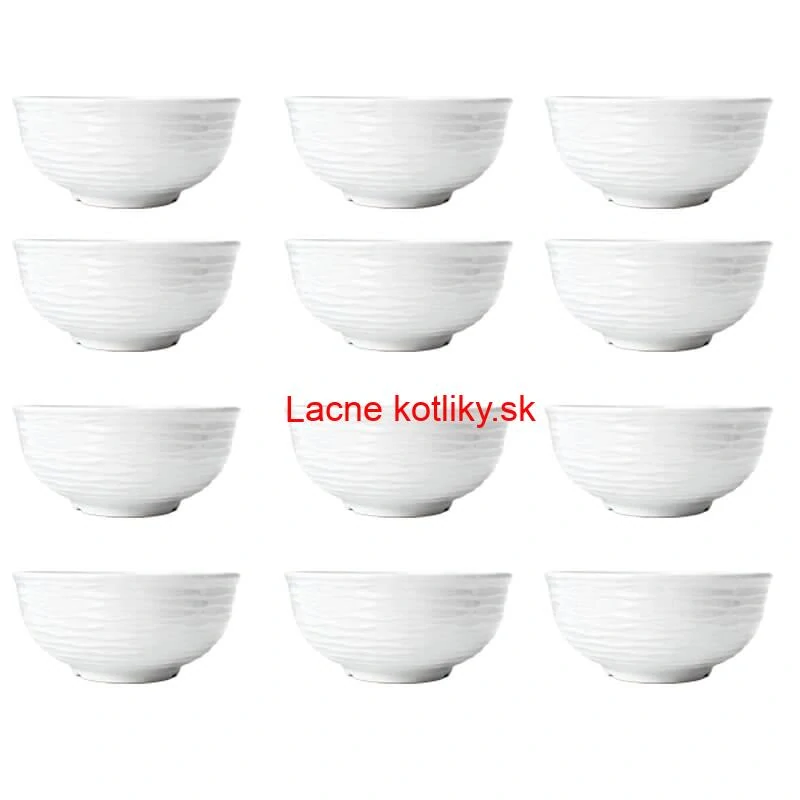 Set 12 ks: Prémiové biele misky s kamennou štruktúrou (750 ml)