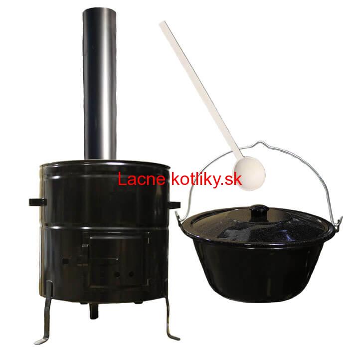 Smaltovaný kotlík 30 L (1,2 mm) + kovová kotlina 50 CLASSIC (KOV) + dymovod Max Party