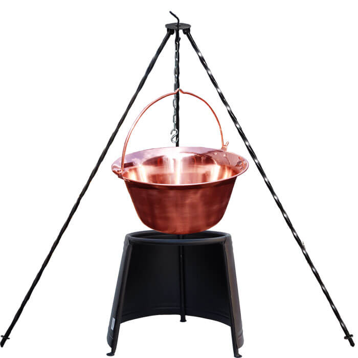 Medený kotlík 6 L (1,2 mm) + chránič plameňa 32 cm + trojnožka 1,2 m