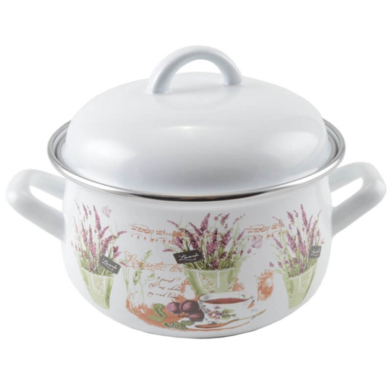 Smaltovaný kastról s pokrievkou 2,4 L levanduľa