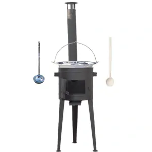 Nerezový kotlík 22 L (0,8 mm) + vysoká žiaruvzdorná kotlina (1,5 mm) HODO 42 cm PLUS 600 + vareška + naberačka