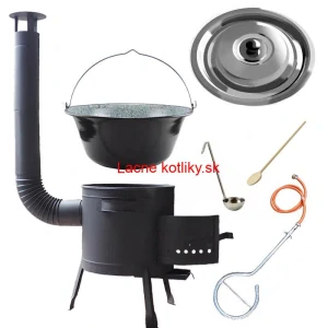 Smaltovaný kotlík (1,2 mm) 22 L + plynový horák k PB + nízka kotlina 42 PLUS 600 + nerezová pokrievka INOX