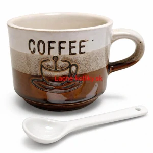 Keramický pohár na kávu 150 ml COFFEE s lyžičkou 1 ks