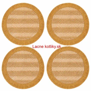 Okrúhle prírodné podložky pod tanier so strapcami 37 cm, 4 ks