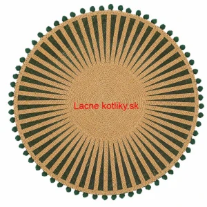 Okrúhla jutová podložka pod tanier zelená s pompónmi 37 cm