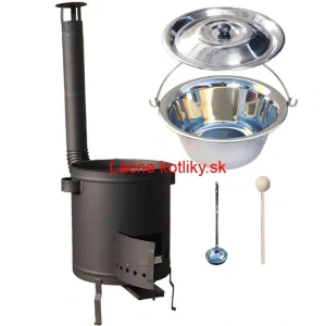 Nerezový kotlík 22 L (0,8 mm) + vysoká hrubostenná kotlina 42 cm (2 mm) HODO PLUS 600 + vareška + naberačka