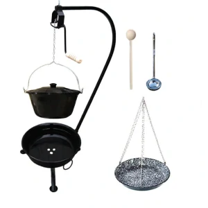 Smaltovaný kotlík 13 L (1,2 mm) + smaltovaná panvica + prenosné ohnisko