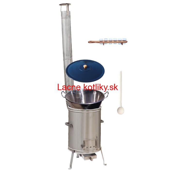 Zabíjačkový nerezový kotol 60 L + nerezová kotlina 53 cm + štamperlíky