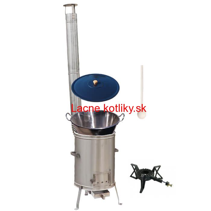 Zabíjačkový nerezový kotol 80 L + nerezová kotlina 56 cm + horák 7 kW