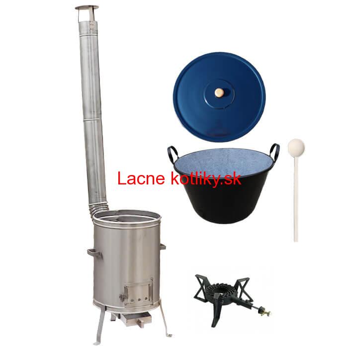 Zabíjačkový smaltovaný kotol 50 L + nerezová kotlina 53 cm + horák 7 kW