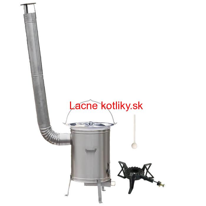 Antikorový kotlík 15 L (1,2 mm) + nerezová kotlina 36 cm + liatinový horák 7 kW, vareška LUX