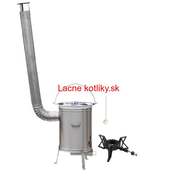 Antikorový kotlík 22 L (0,8 mm) + nerezová kotlina 42 cm + liatinový horák 7 kW, vareška LUX
