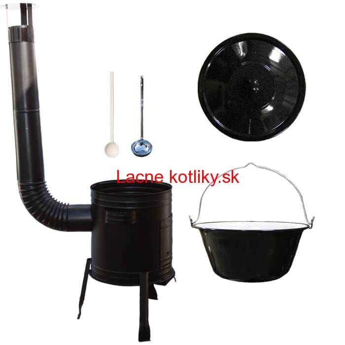 Smaltovaný kotlík 16 L (1,2 mm) + kovová kotlina 39 CLASSIC (KOV) + vareška a naberačka Easy party