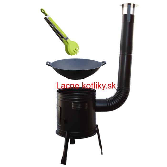 Liatinový wok 36 cm + kotlina 31 cm a obracačka WOK AZIA