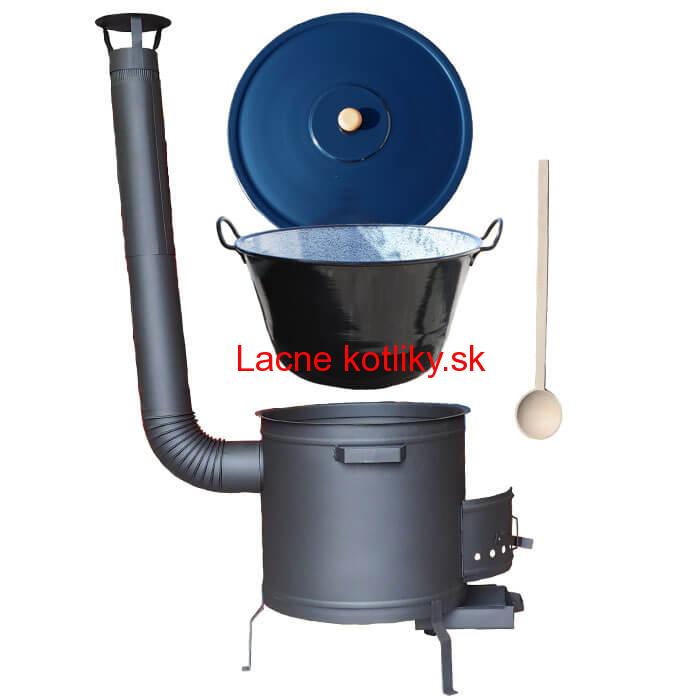 Smaltovaný kotol 80 L na zabíjačku s žiaruvzdornou kotlinou 60 cm PLUS 600 + vareška