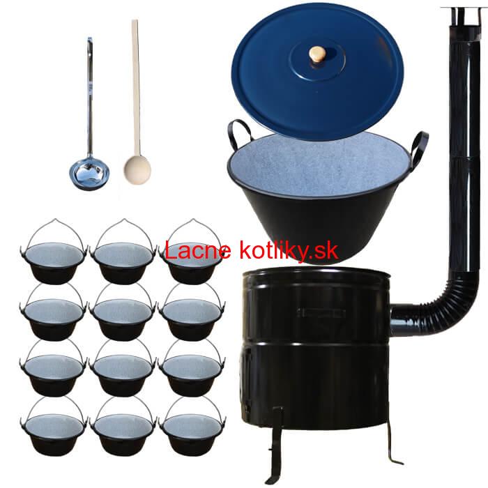 Smaltovaný kotol 50 L + servírovacie kotlíky (12 ks) BIG PARTY