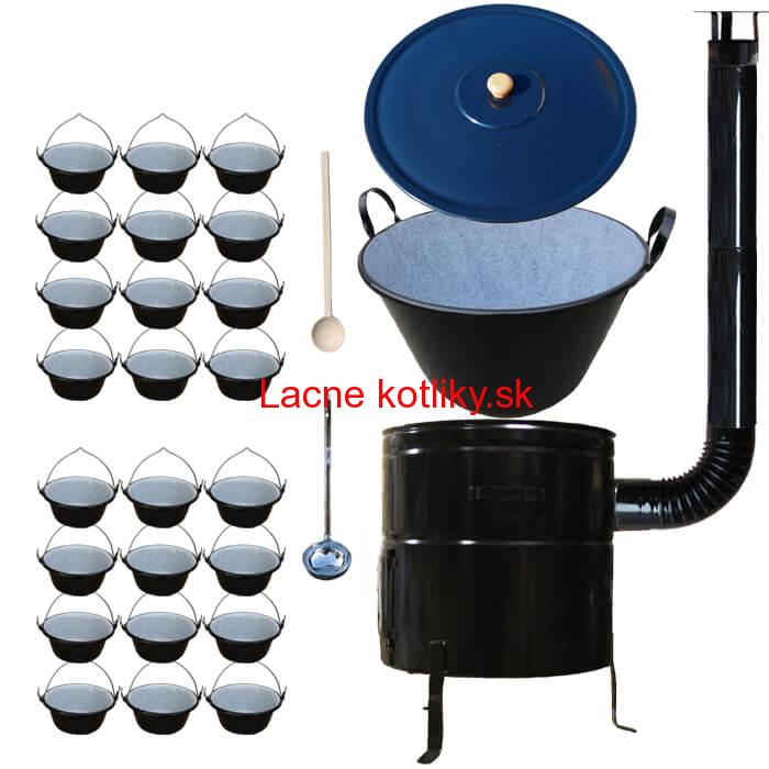 Smaltovaný kotol 80 L + servírovacie kotlíky (24 ks) BIG PARTY