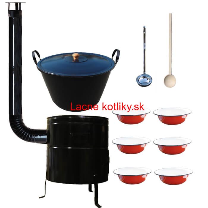 Smaltovaný kotol 50 L + smaltované taniere BIG PARTY