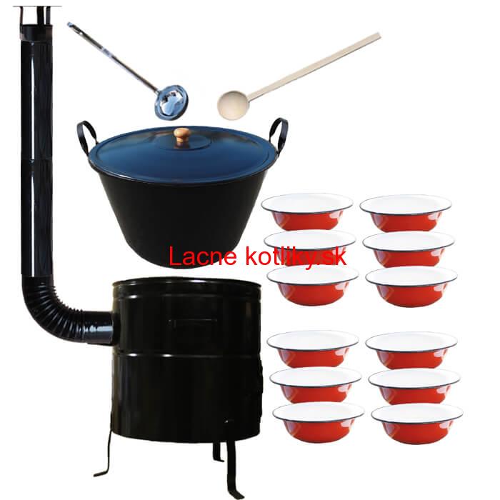Smaltovaný kotol 80 L + smaltované taniere BIG PARTY