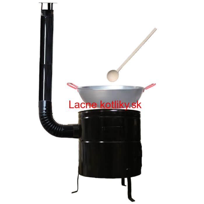 Paella panvica WOK 55 cm + kovová kotlina 53 cm a vareška