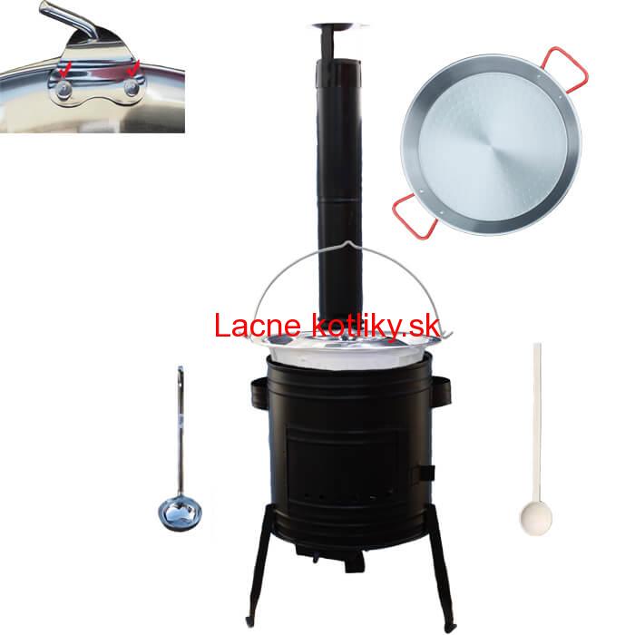 Paella oceľová panvica 46 cm s nerezovým kotlíkom 20 L (0,8 mm) a kotlinou