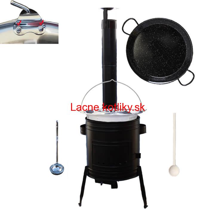 Paella smaltovaná panvica 38 cm s nerezovým kotlíkom 15 L (0,8 mm) a kotlinou