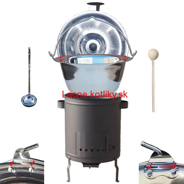 Nerezový kotlík 30 L (0,8 mm) zosilnený s nitmi + hrubostenná (1,5 mm) a žiaruvzdorná kotlina 45 PLUS 600