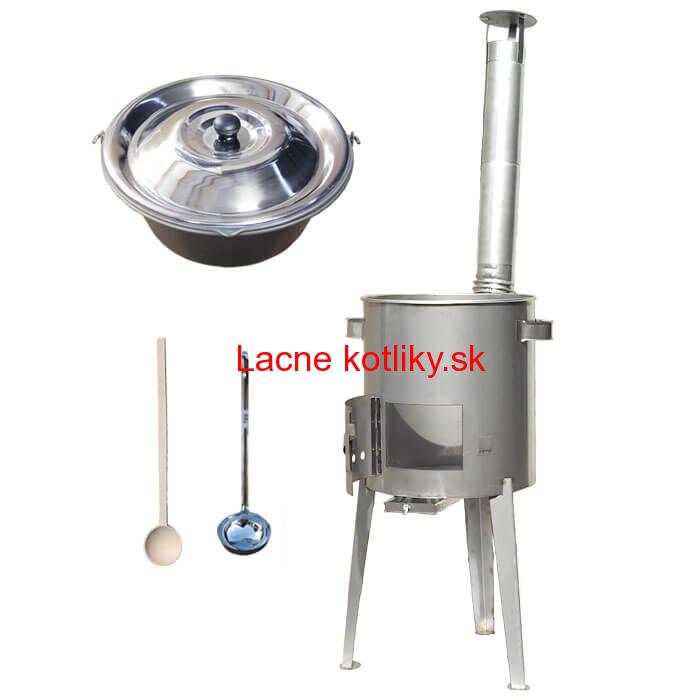 Železný kotlík 30 L (0,75 mm) + nerezová kotlina 45 cm LUXUS