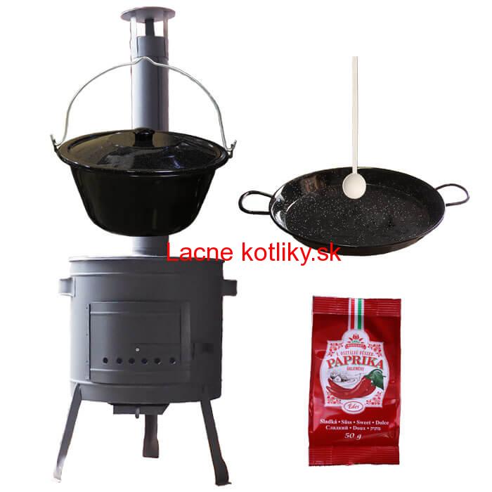 Smaltovaný kotlík 13 L + Paella smaltovaná panvica + nízka žiaruvzdorná kotlina 36 cm PLUS 600