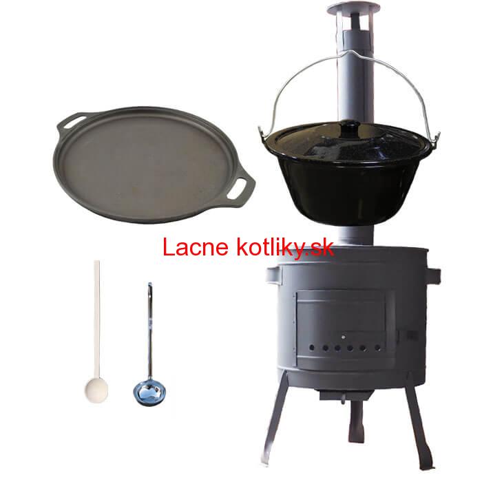 Smaltovaný kotlík 20 L (1,2 mm) + Liatinová panvica 43 cm + žiaruvzdorná kotlina 42 PLUS 600