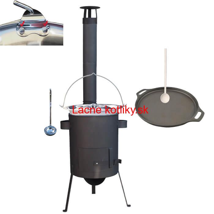 Antikorový kotlík 20 L (0,8 mm) + Liatinová panvica 43 cm + žiaruvzdorná kotlina 42 PLUS 600 4 MM