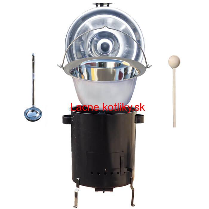 Nerezový kotlík 30 L (1,2 mm) + hrubostenná (1,5 mm) kovová kotlina 45 STRONG
