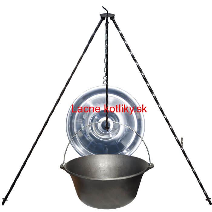 Liatinový kotlík 10,8 L + pokrievka + trojnožka 1,2 m