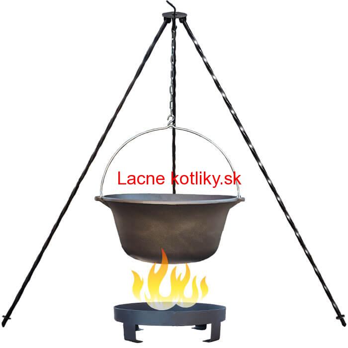 Liatinový kotlík 7,2 L + trojnožka 1 m + ohnisko 36 cm