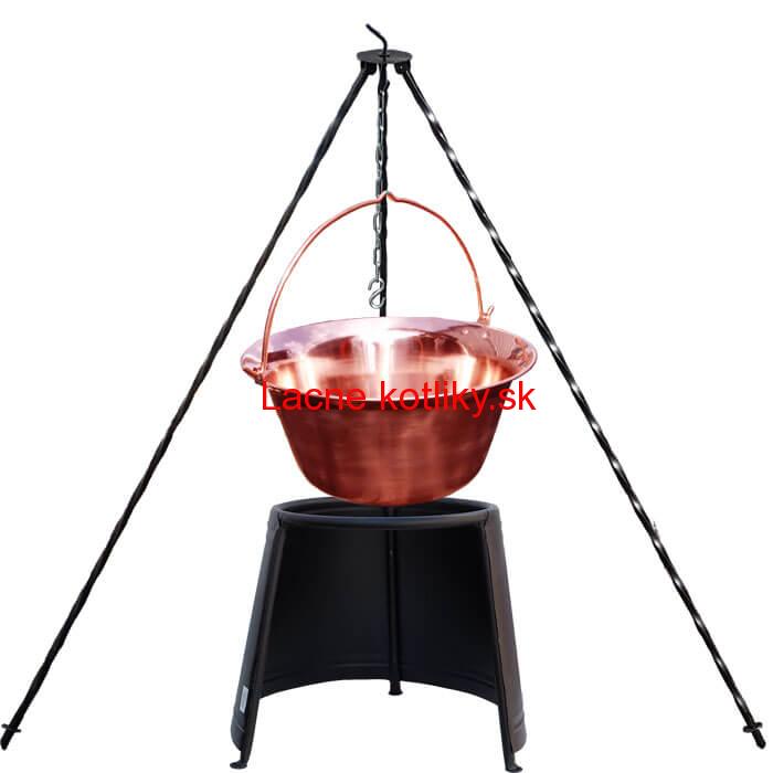 Medený kotlík 10 L (1,2 mm) + chránič plameňa 37 cm + trojnožka 1,2 m