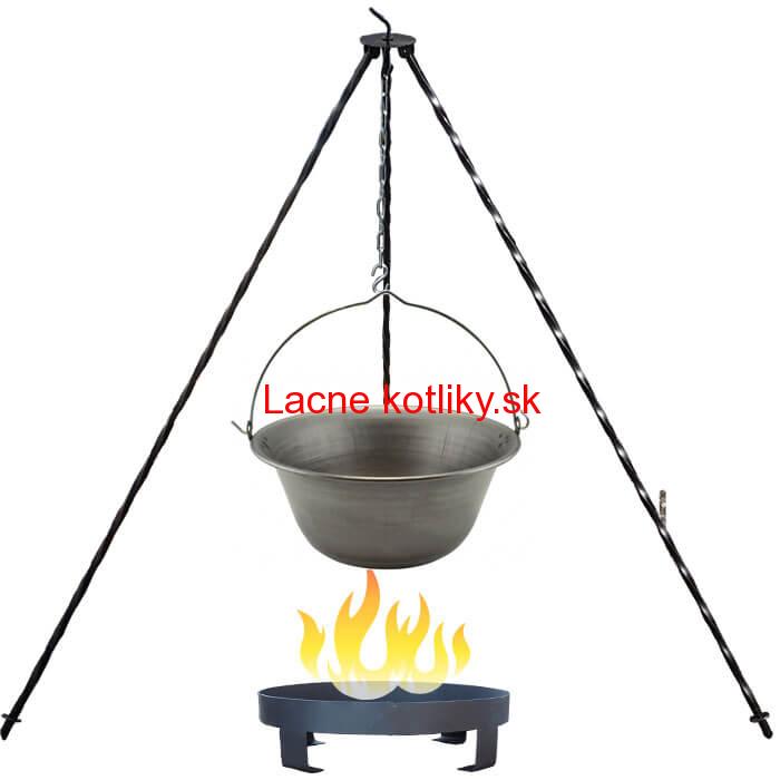 Železný kotlík 10 L (0,75 mm) + trojnožka 1 m + ohnisko 36 cm