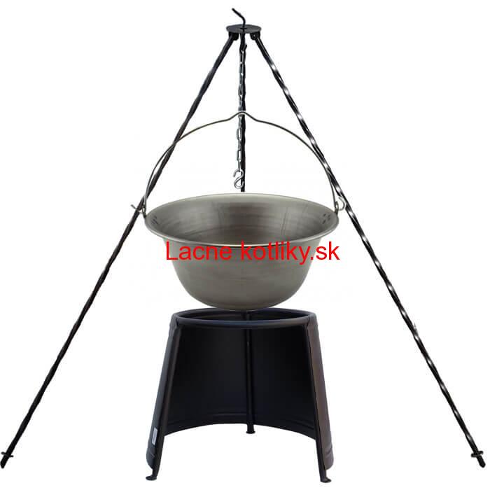 Železný kotlík 14 L (0,75 mm) + chránič plameňa 37 cm + trojnožka 1,2 m