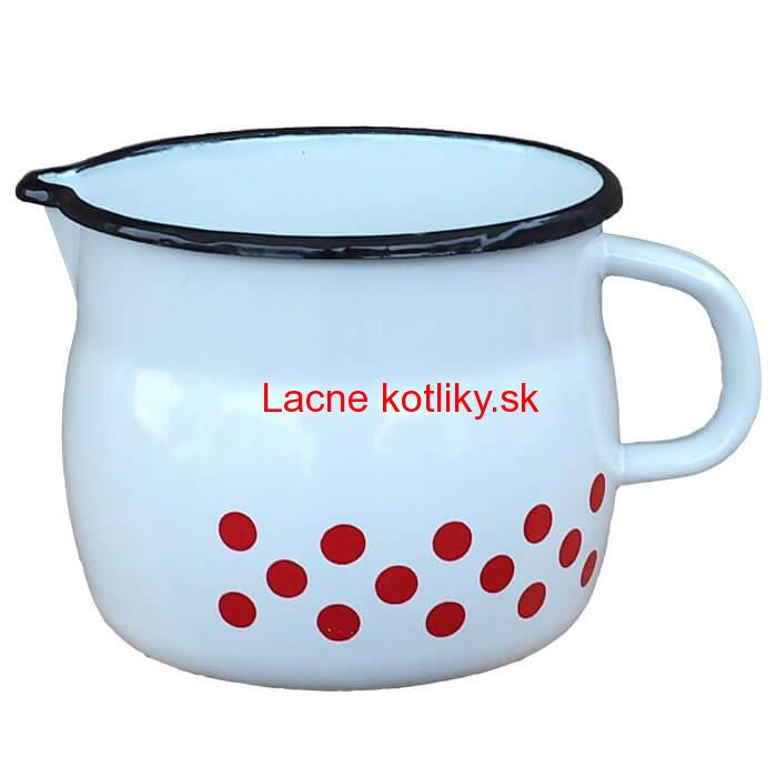 Smaltovaný hrnček s výlevkou 1 L baňatý - bodkovaný
