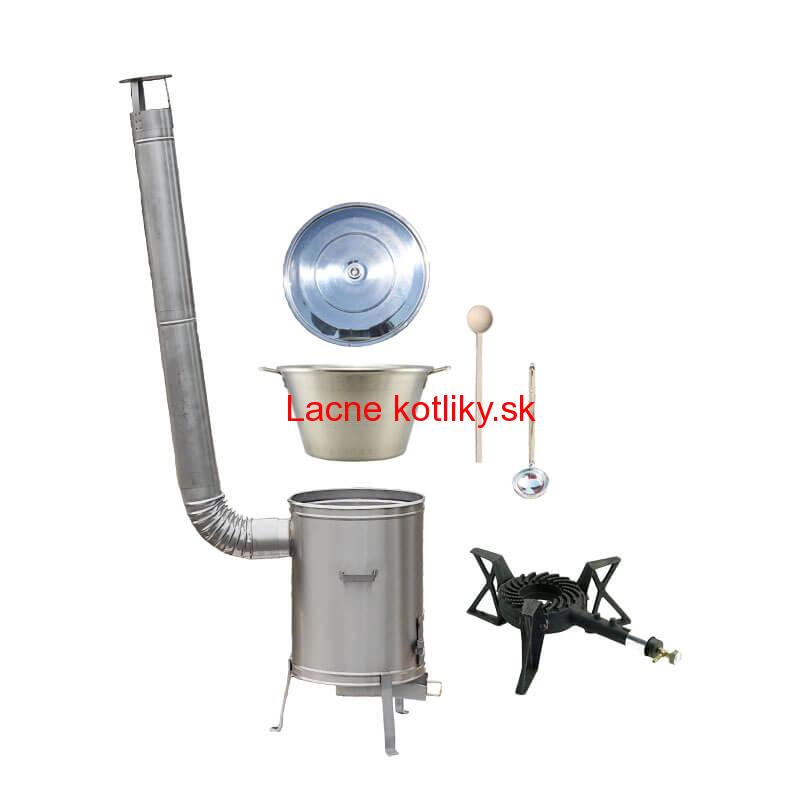 Nerezový kotol 70 L + nerezová kotlina 56 cm LUX + liatinový horák 7,5 kW BIG PARTY