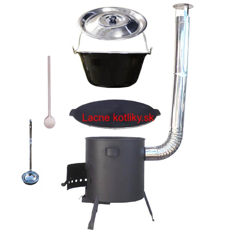 Smaltovaný kotlík 20 L + liatinová panvica 45 cm + žiaruvzdorná kotlina 42 cm PLUS 600